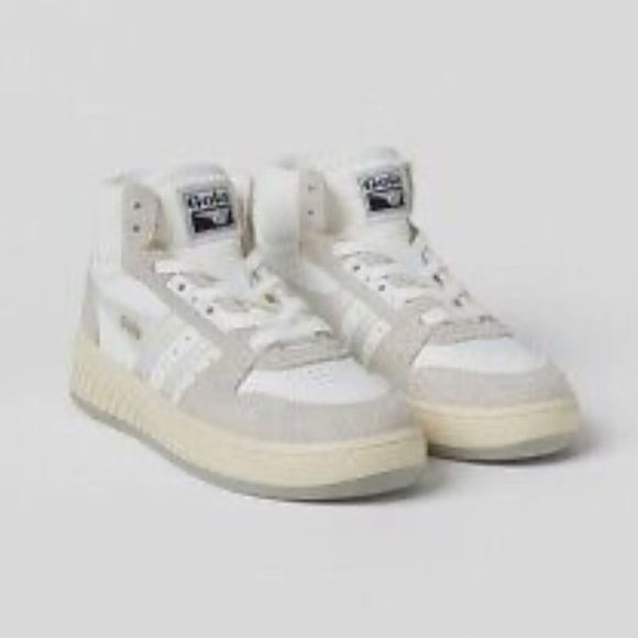 Zara x Gola Collaboration High Top Sneakers - Towel Interior, Leather Size US 6 - Picture 2 of 14